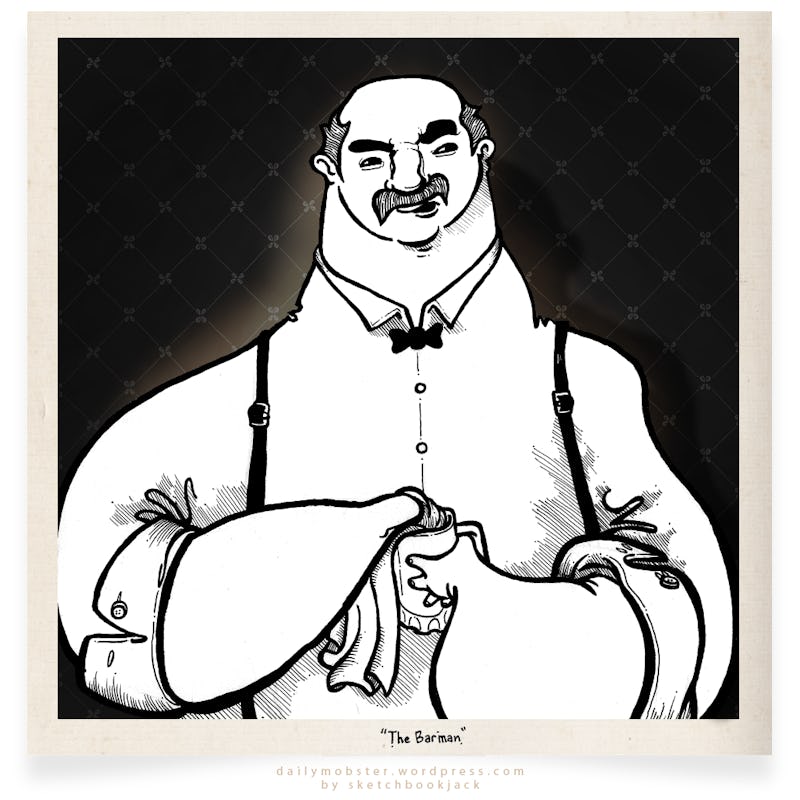 1519127049761555 dailymobster.files.wordpress.com 2013 08 daily mobster barman character design illustration art sketchbookjack comic retro vintage mugshot cartoon 20s 30s